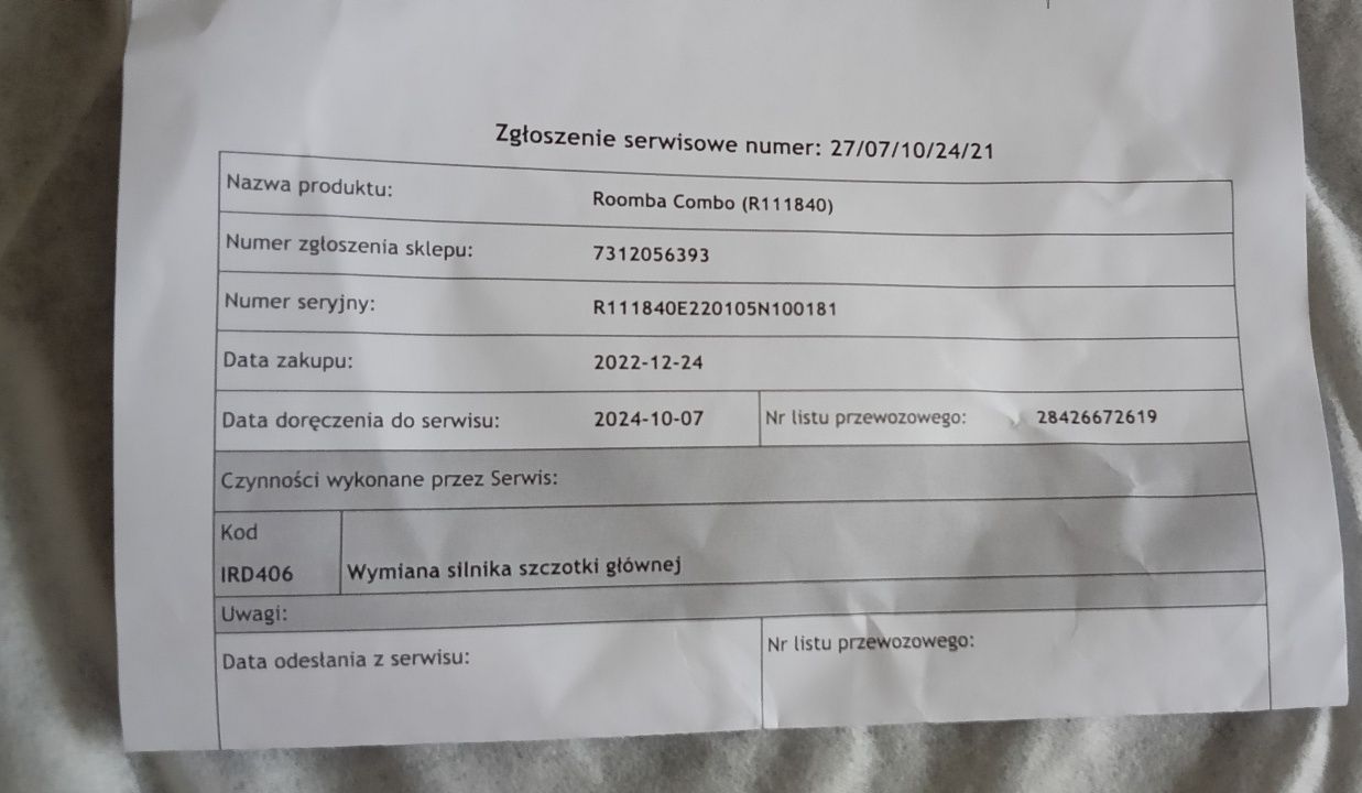 iRobot Roomba Combo przedłużona gwarancja!