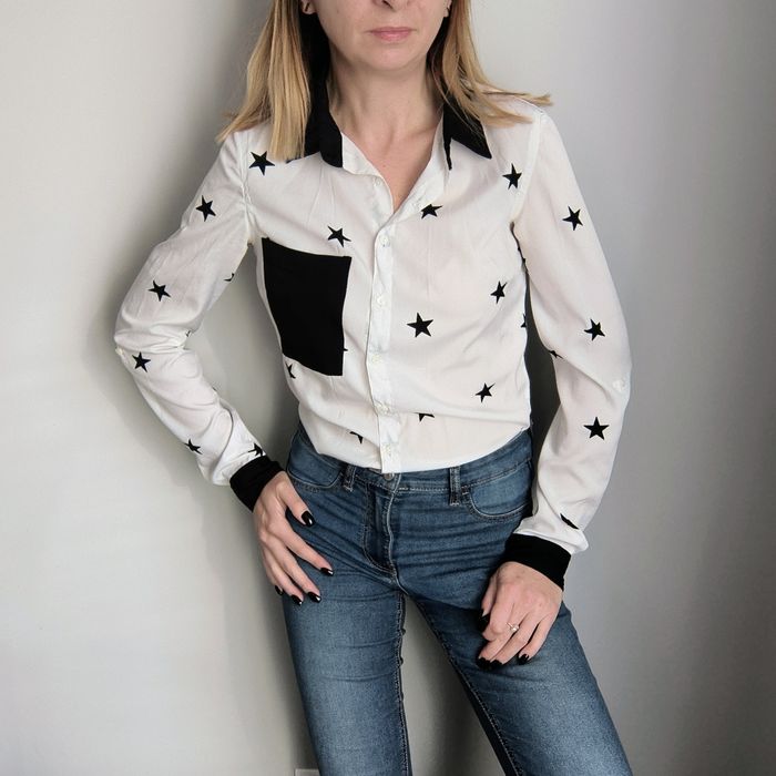 Biała koszula damska w gwiazdy nowa