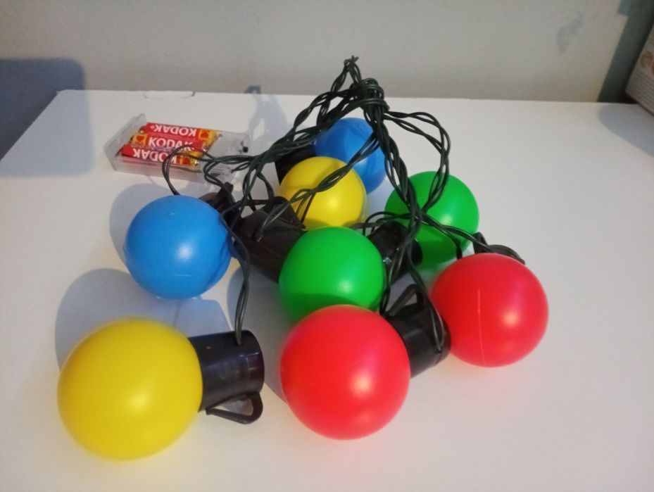Girlanda bombkowa led choinkowe kulki kolor na baterie