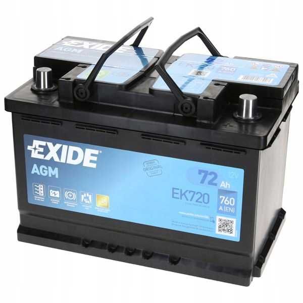 Akumulator EXIDE EK720 AGM 12V 72Ah 760A P+ Start/ Stop Rozmiar 70AH