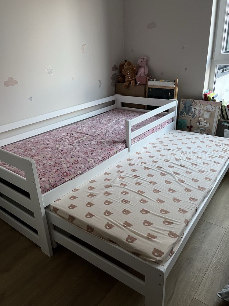 Biale łóżko podwojne wysuwane 90x200