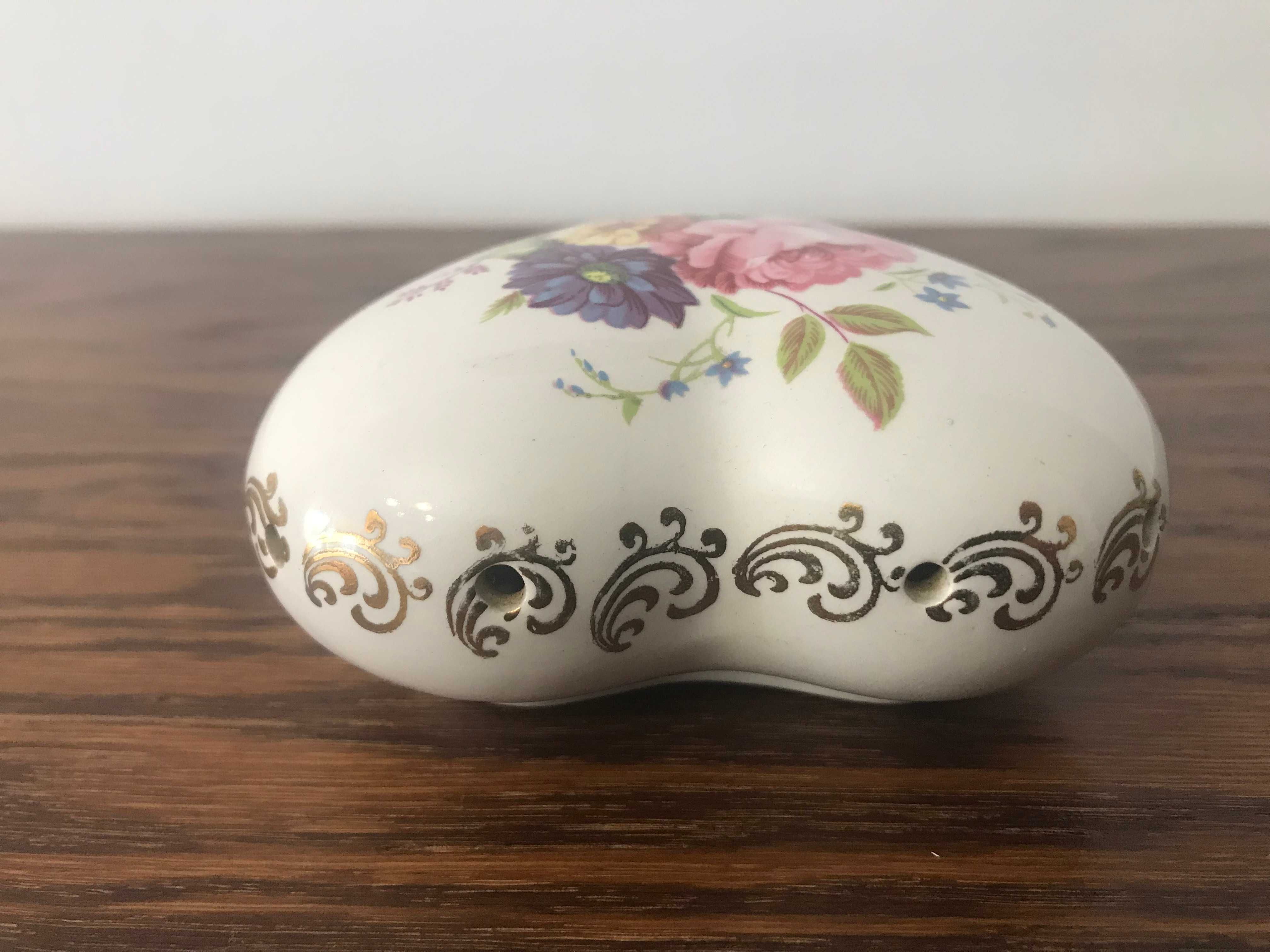 porcelana kwiaty serce zapachowe serce ozdobne zapachowe prl vintage