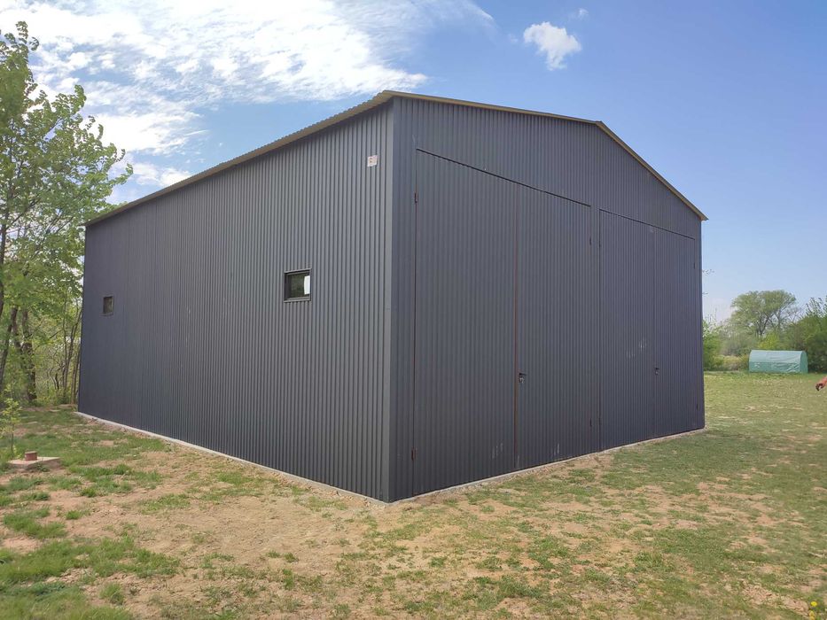 Garaż blaszany Grafitowy - Magazyn Wiata - Hala Stalowa - *GRZYWSTAL