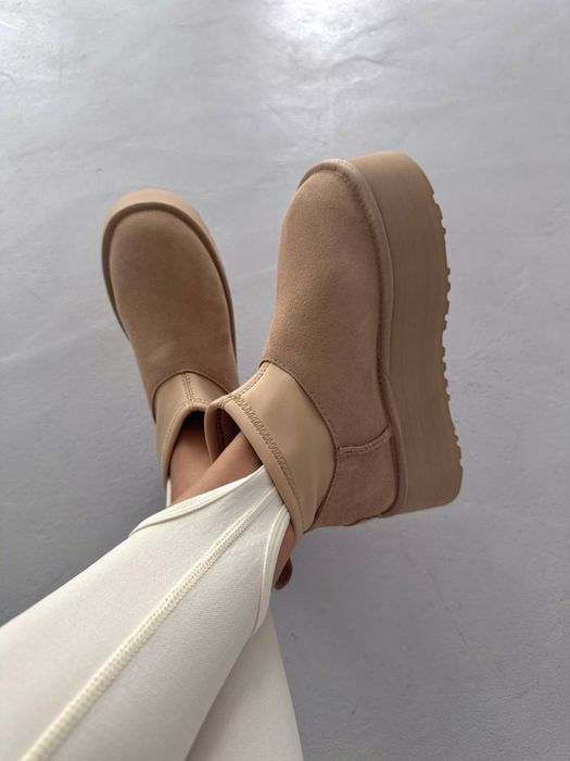 Бежеві Жіночі зимові UGG mini Dipper PLATFORM BOOTS SAND угг угі
