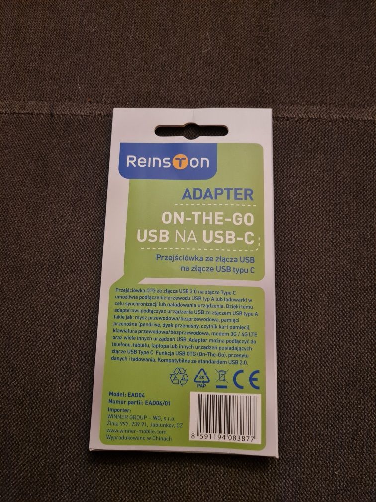 Adapter on-the-go USB na USB-C Nowy