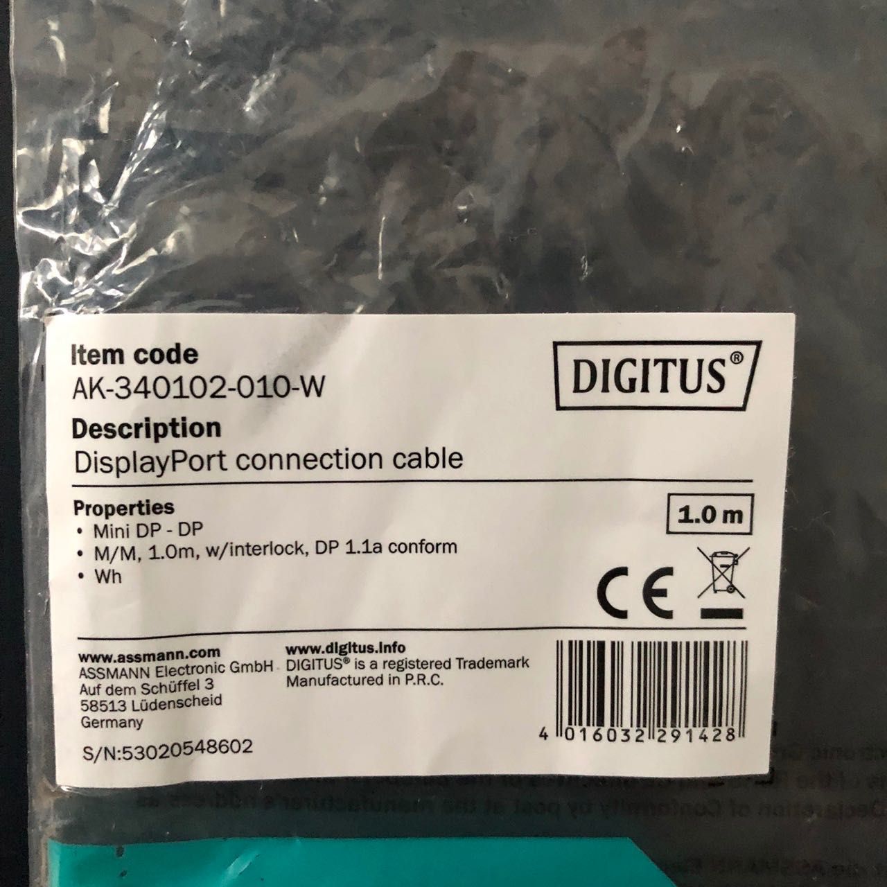 Kabel przejściówka DisplayPort - mini DP do DP - UHD 4K/60Hz - 1m MAC