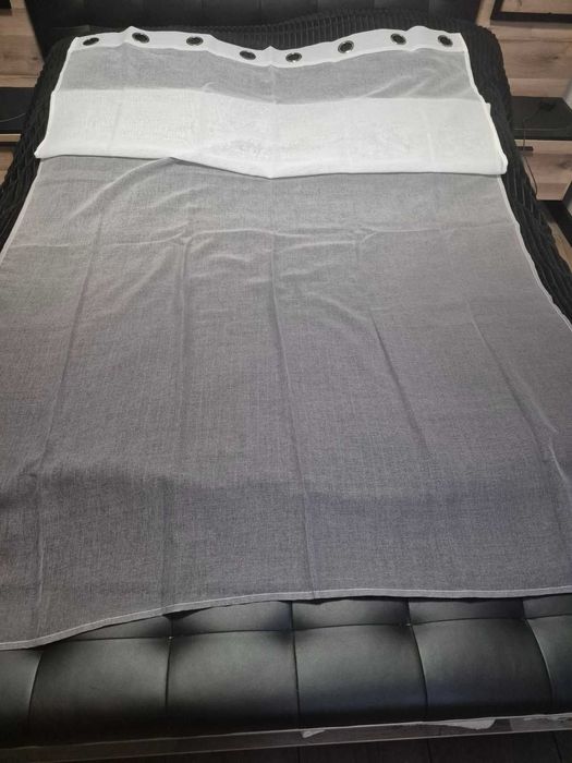 Mrtrees zasłony biało szare na przelotkach 2 szt. 140x260cm