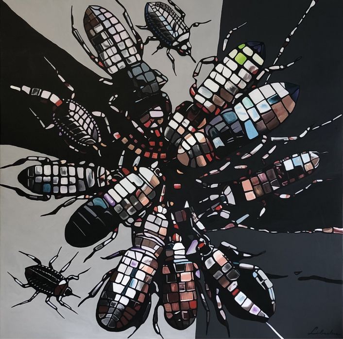 Obraz 90x90cm ręcznie malowany