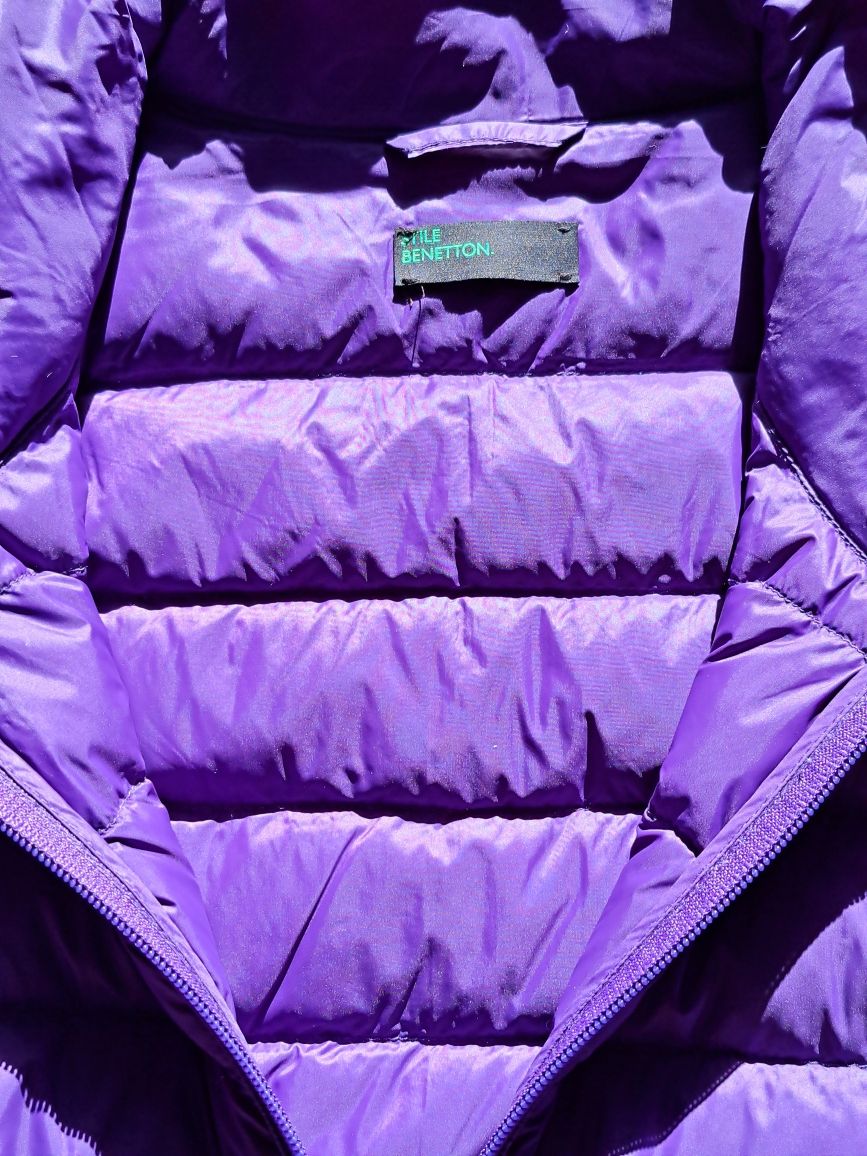 Benetton, kurtka puchowa, fioletowa