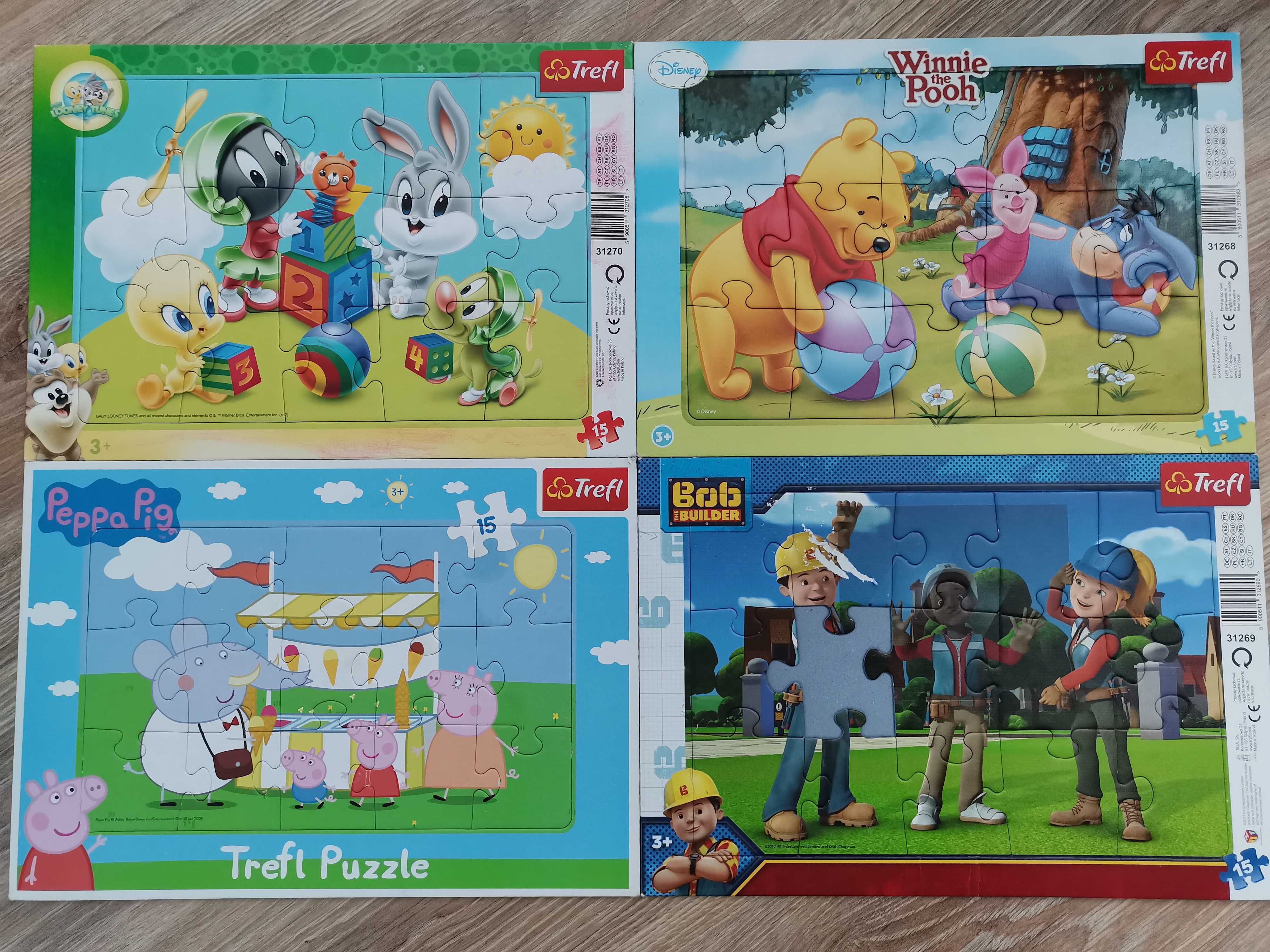 4x puzzle ramkowe 15 elementów 3+