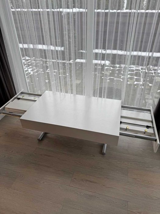 Стіл-трансформер 3 в 1 | Журнальний → Обідній | До 12 гостей