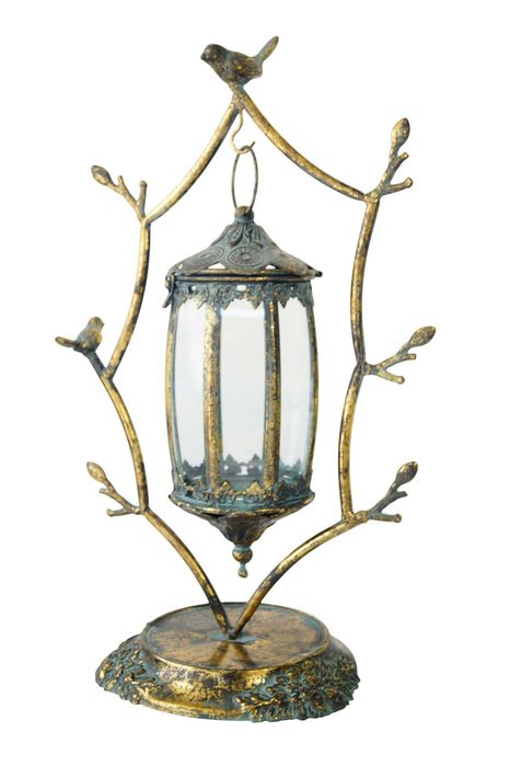 Latarnia Lampa na świece retro ptaki latarnia szkło