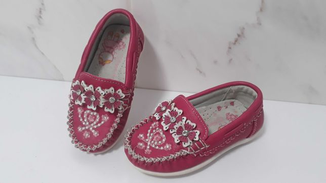 Новые розовые туфли мокасины для девочки близнецов двойни