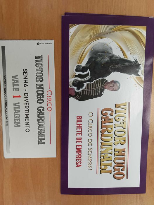 Bilhetes circo Vítor Hugo Cardinali