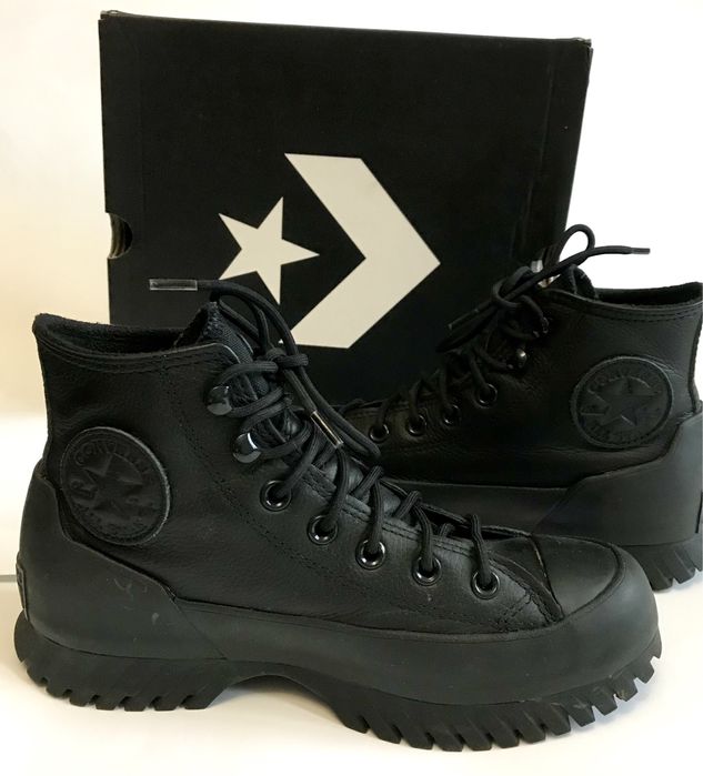 Converse Чорні. Шкіряні. Зима. Ориг. Італія. 37 розмір. Устілка 24 см