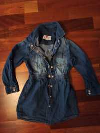 Sliczna jeansowa sukienka 98-104