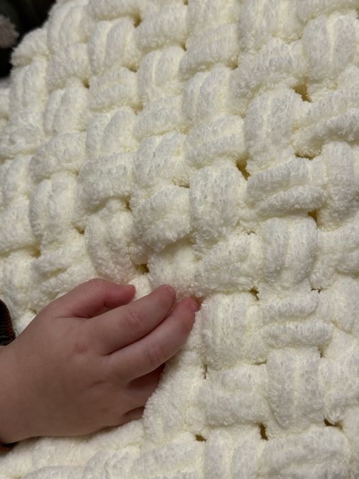 Плед із плюшевої пряжі, розмір 100/100см, будь який колір!