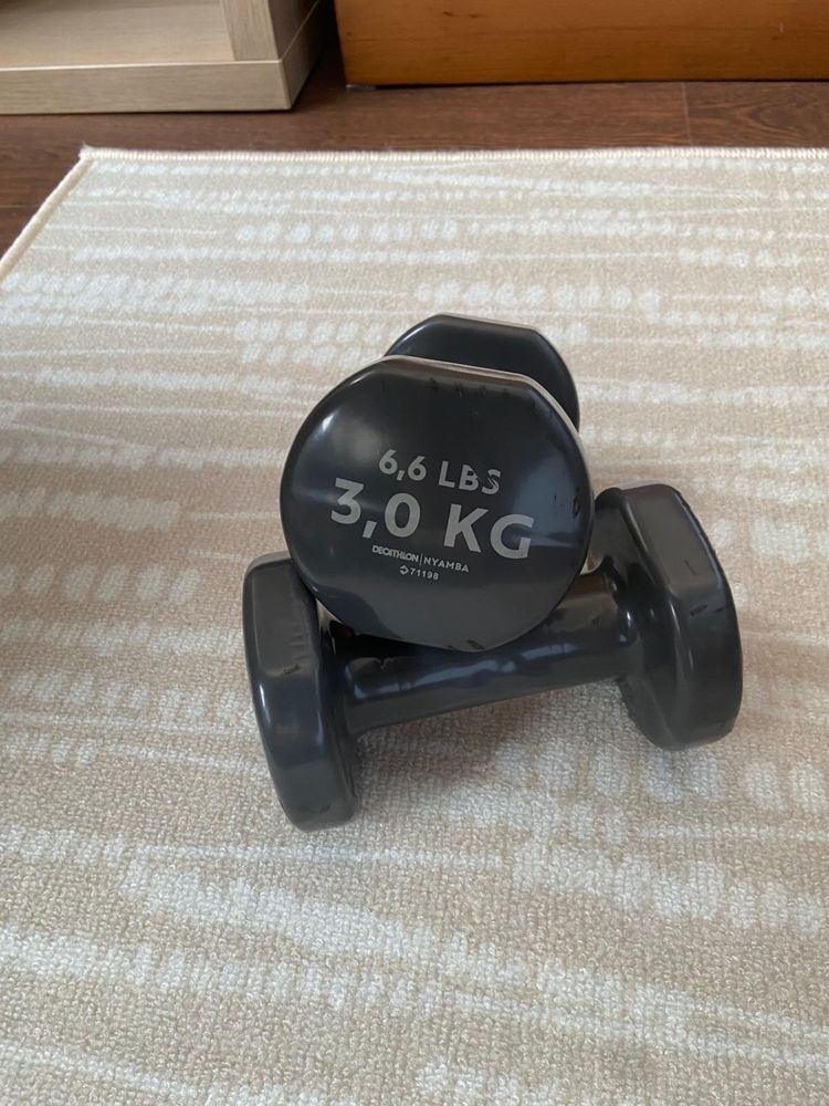 Pesos 3kg pretos borracha