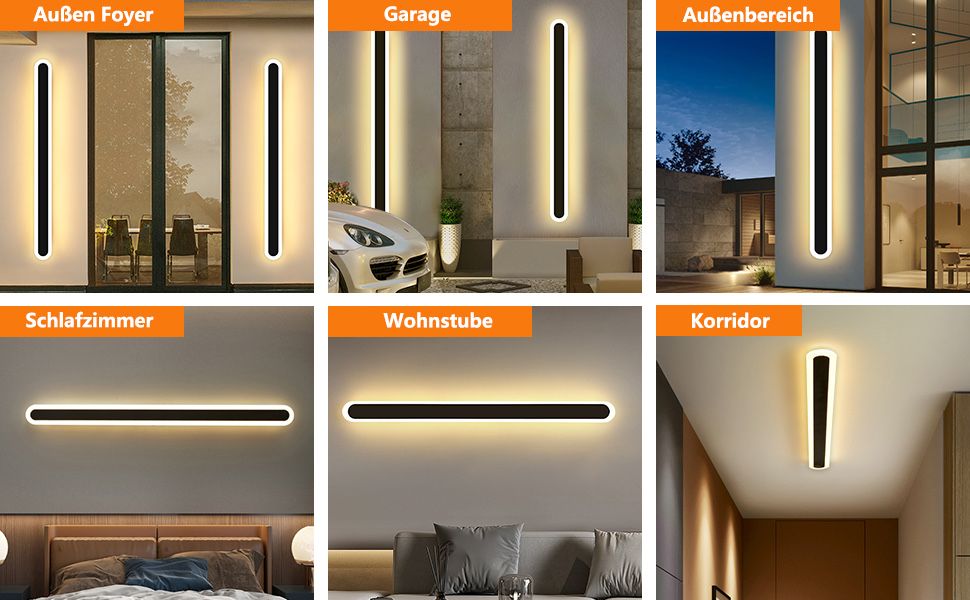 Nowa MIKERU zewnętrzna metalowa lampa ścienna LED, 80 cm, 36W