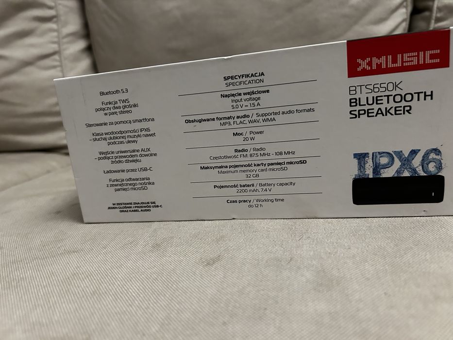 Głośnik bluetooth XMusic BTS650K nowy, nieotwierany + ubezpieczenie