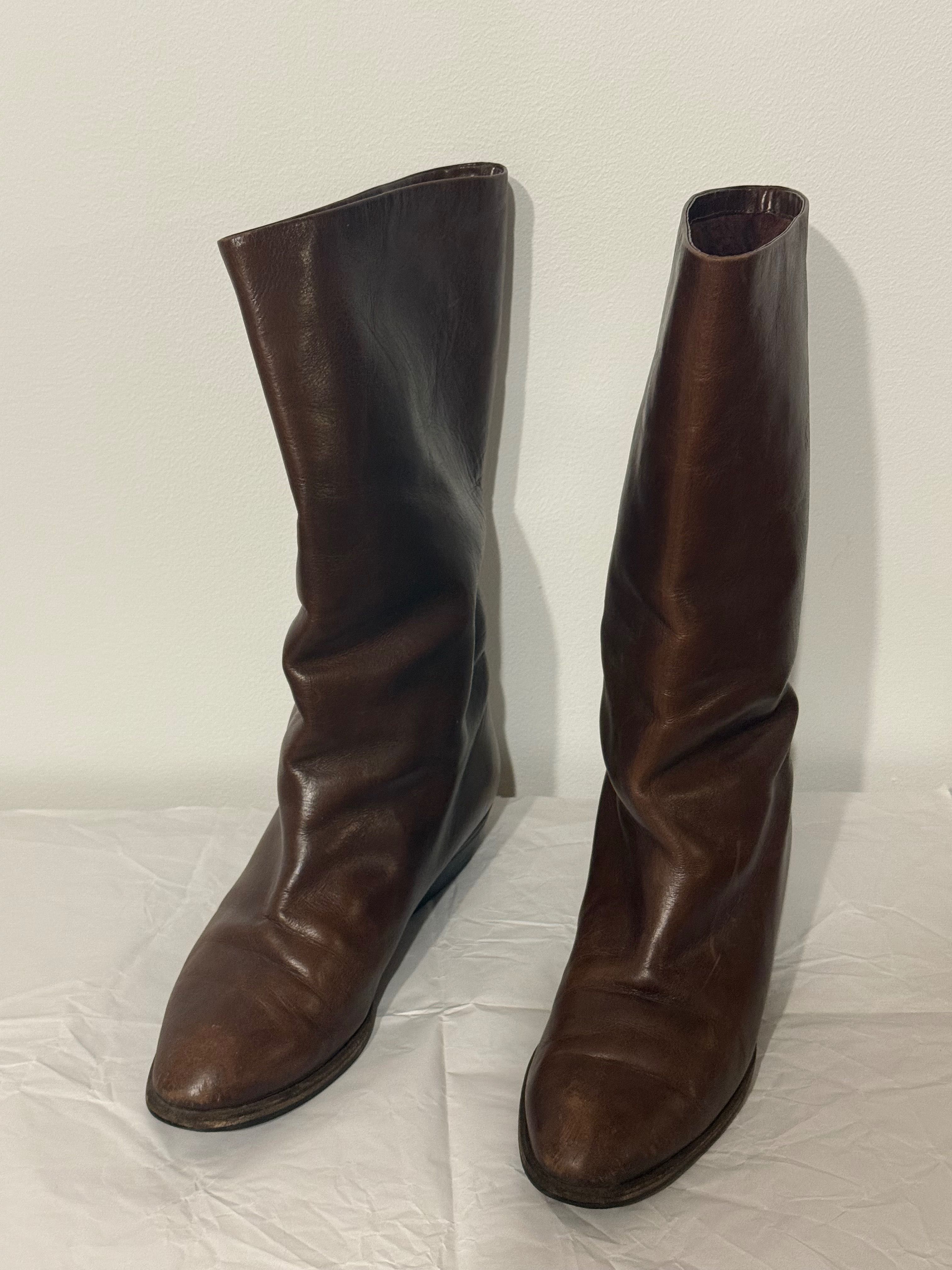 Baldinini – skórzane kozaki z futrem królika, r. 38/39, vintage