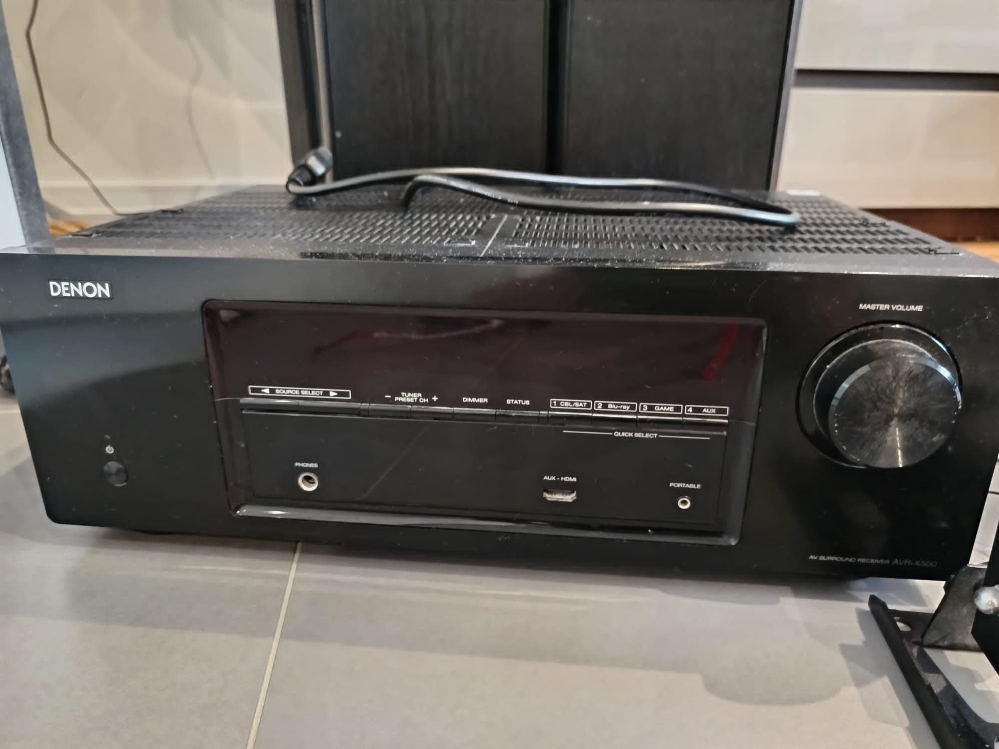 Amplituner Denon AVR- X500 oraz głośniki eltax 5.0 cały zestaw stan su