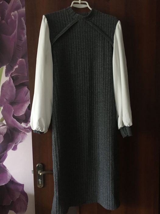 Плаття святкове сіре в рубчик ангора легка