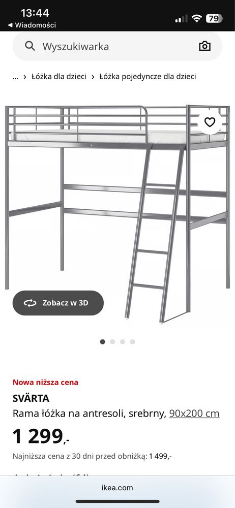 Łóżko piętrowe z biurkiem ikea svarta