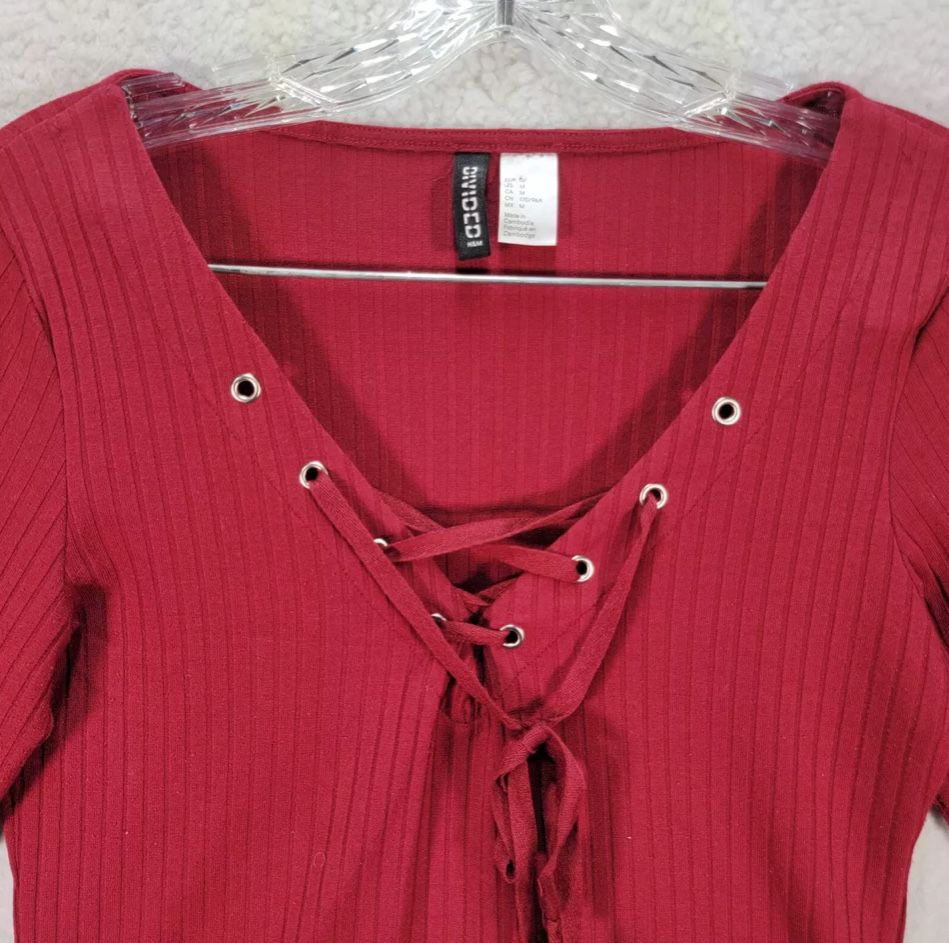 Женская красная эластичная блузка Divided H&M