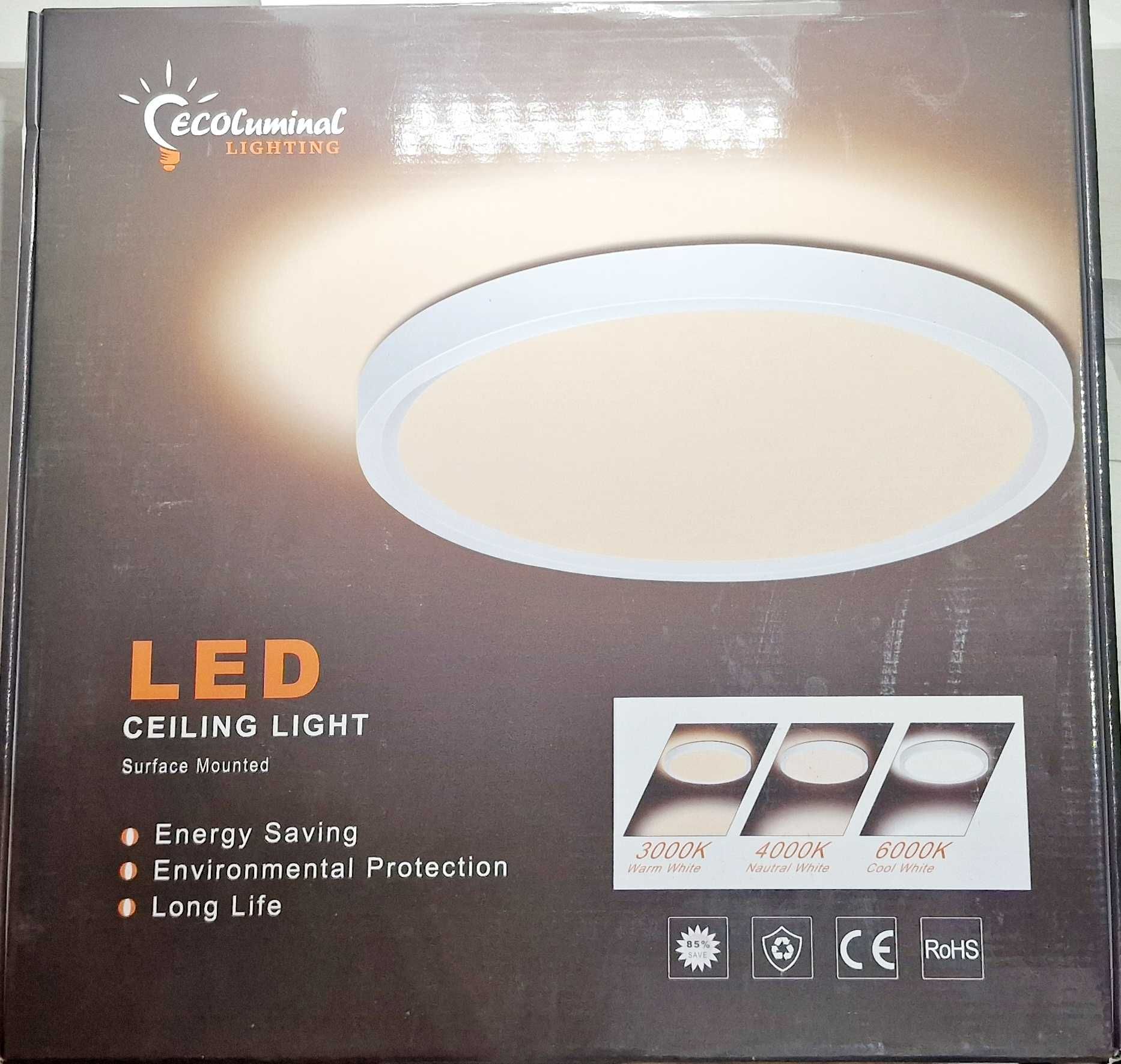 Lampa Plafon LED Ecoluminal Slim biała 6000K