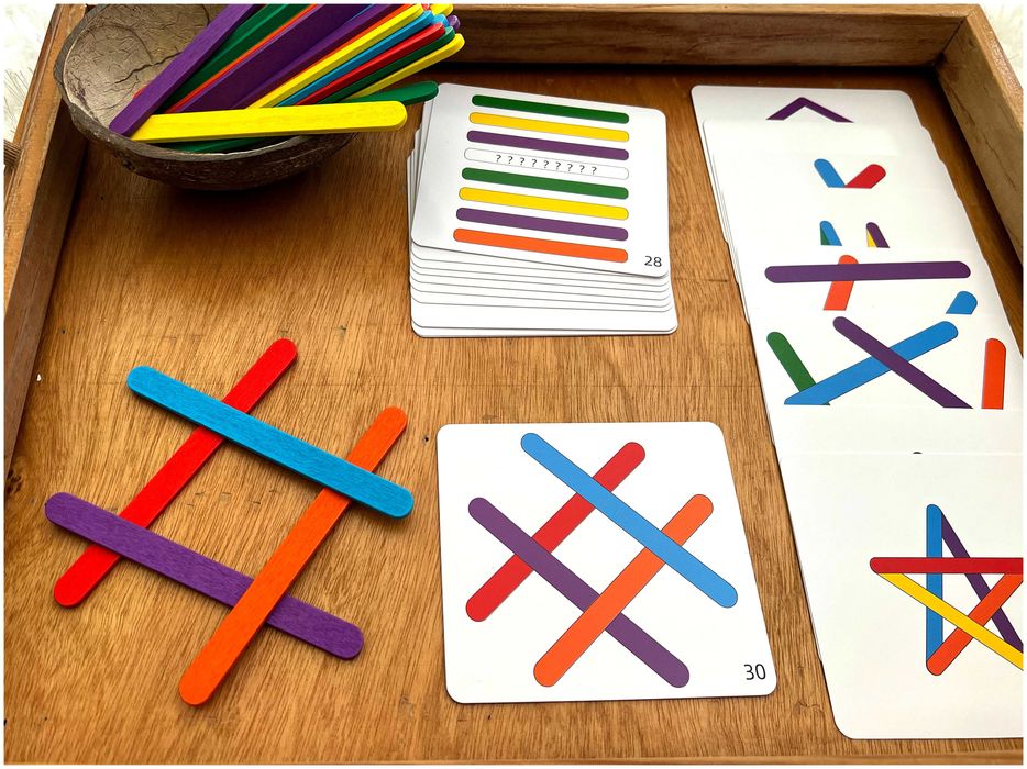 Jogo de correspondência Paus Coloridos -Montessori