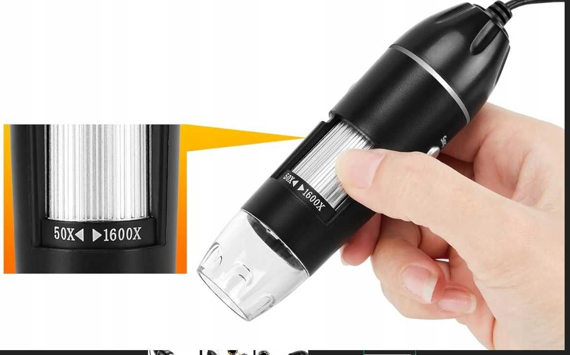 WADEO ręczna kamera mikroskop cyfrowy 1440P HD USB 50-1600X 8 diod LED
