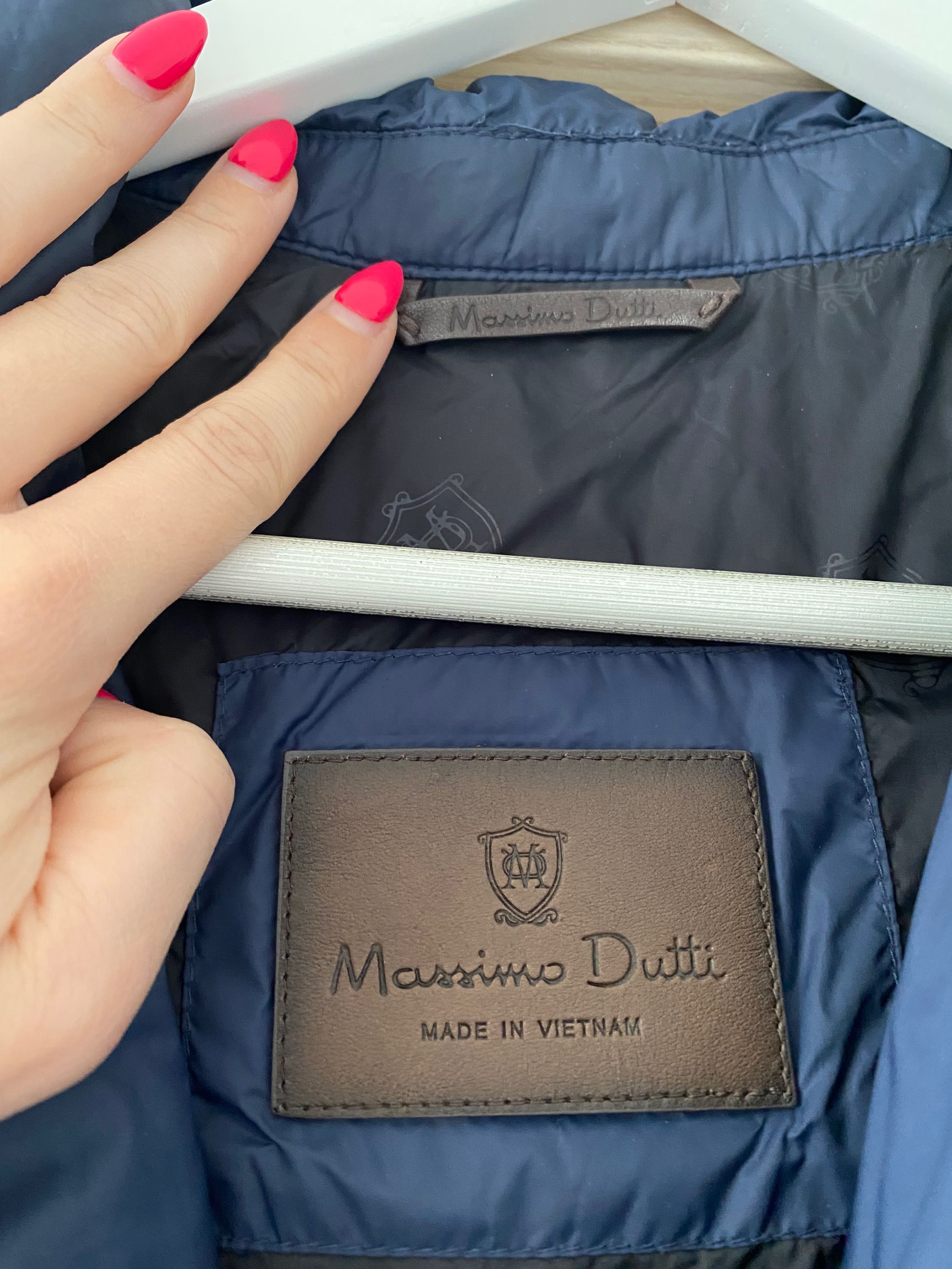 Massimo Dutti kurtka przejściowa wiosenna męska granatowa puch L