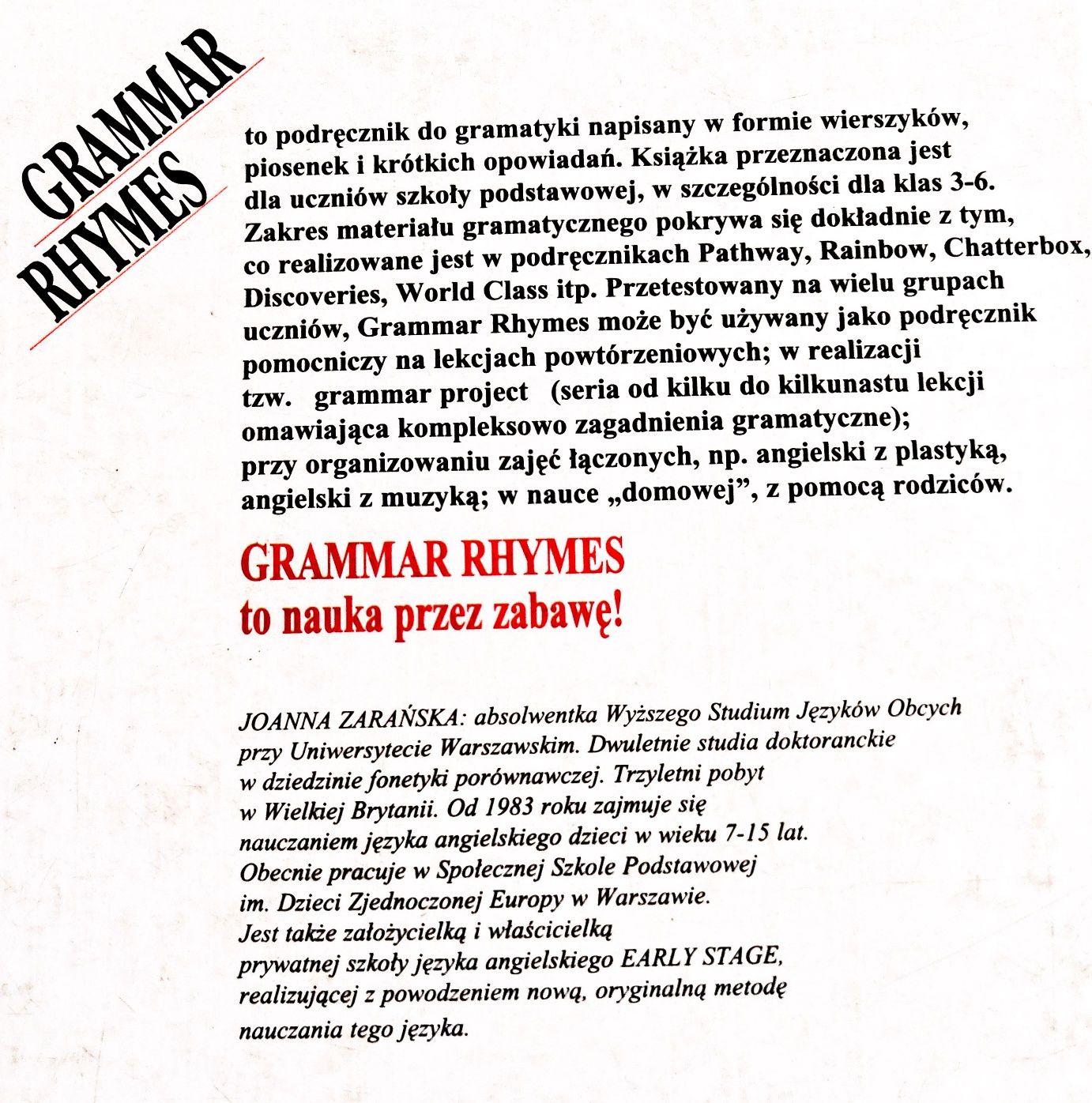 Grammar Rhymes Wierszowana gramatyka angielska J.Zarańska