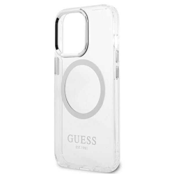 Etui Guess Metal Outline Magsafe do iPhone 13 Pro / 13, Srebrny