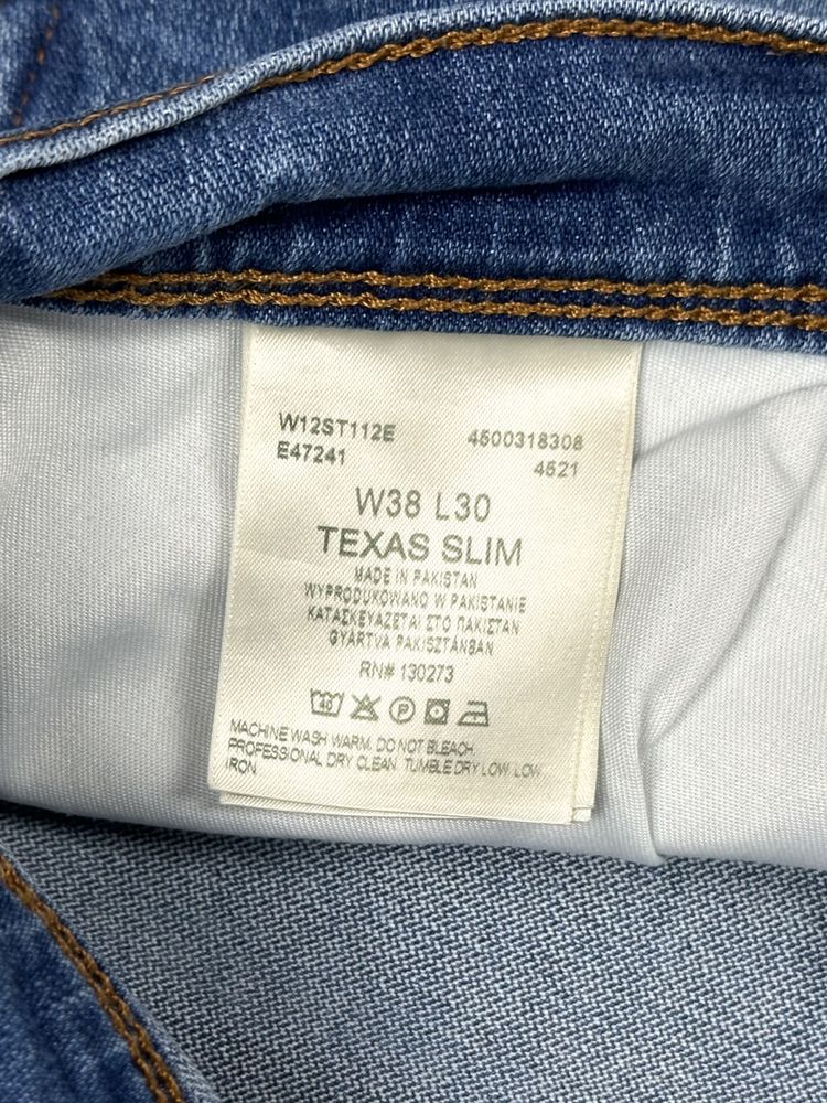 Wrangler Texas Slim Jeansy Męskie Spodnie Slim Fit Logowane r. W38 L30