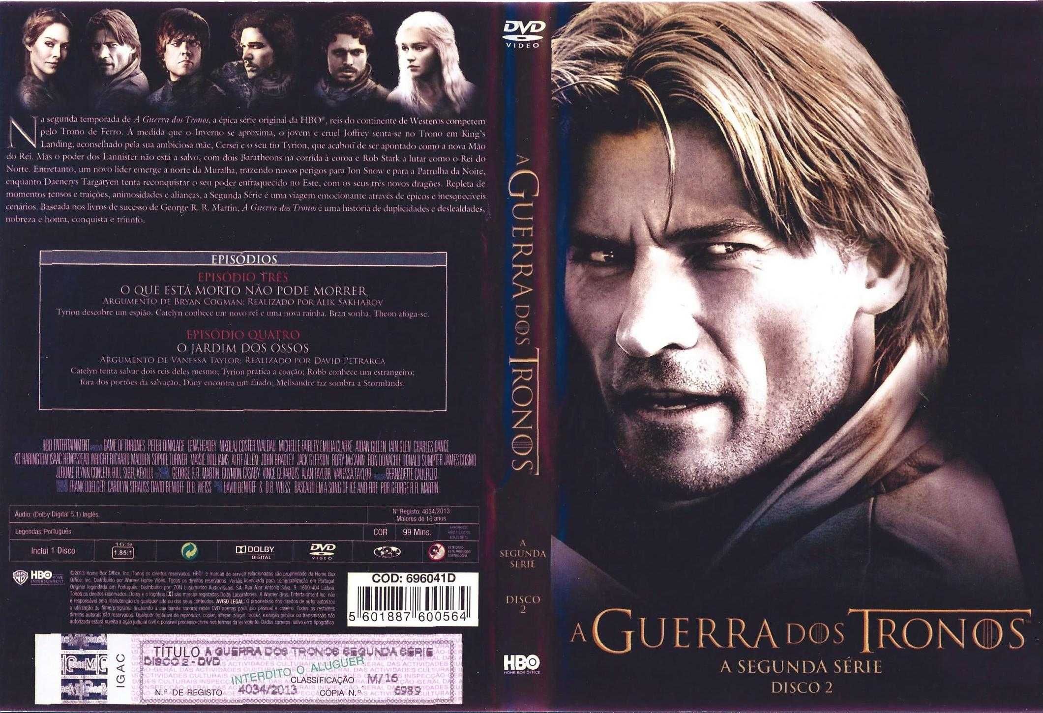 Guerra dos Tronos - - - 2ª Temporada - - - - - 5 X DVD
