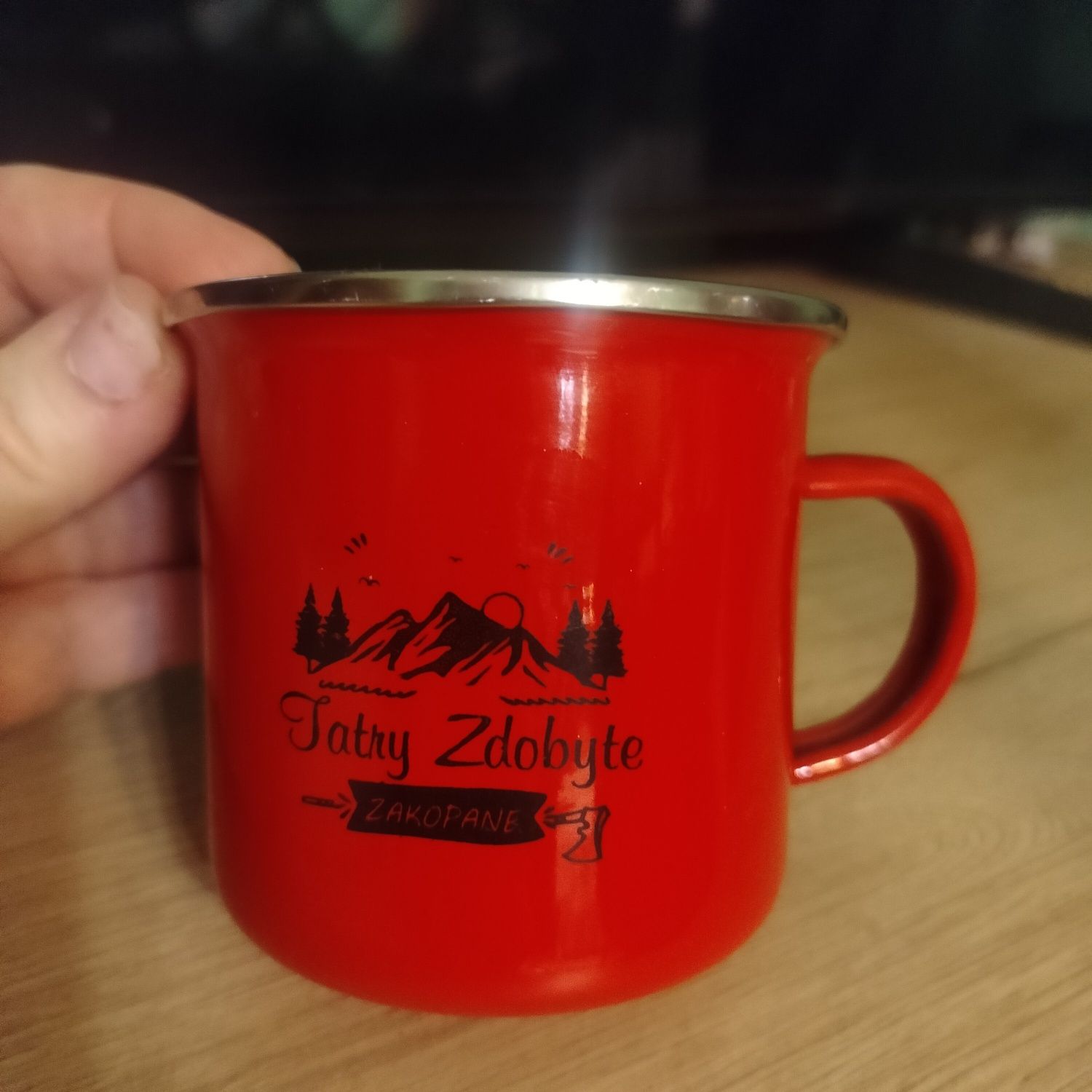 Kubek podróż emalia ucho Zakopane napis
