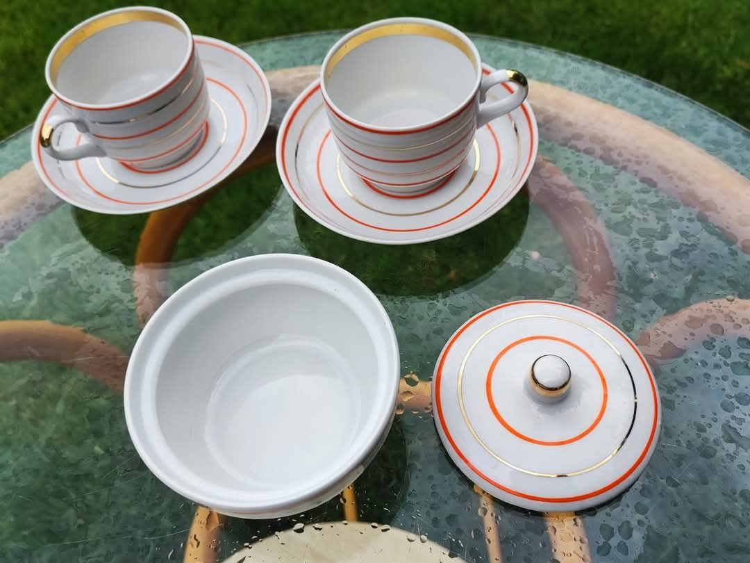 Komplet porcelanowy śniadaniowy ZSRR. Verbilki. Nowe . Vintage.
