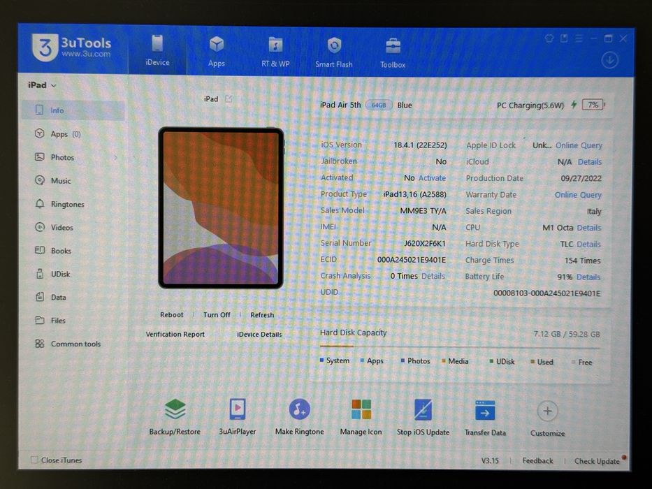 iPad Air 5 (A2588) - Apple M1 - uszkodzony - faktura VAT 23%
