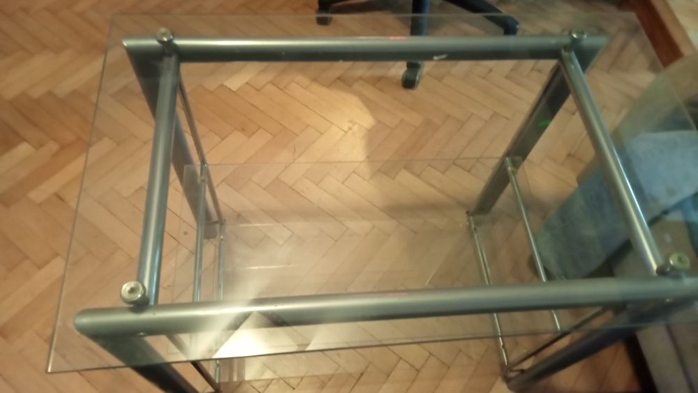 Stolik szklano aluminiowy
