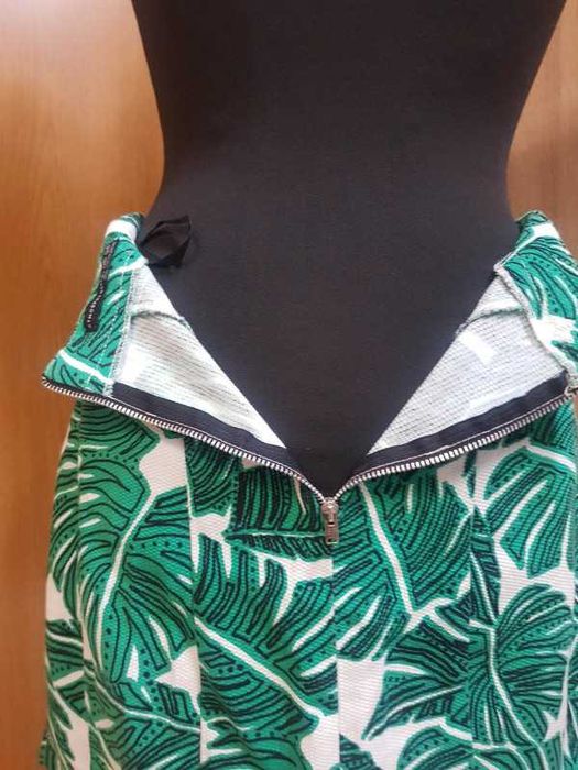 Spódniczka w palmy monstera rozm. XS-S bawełna