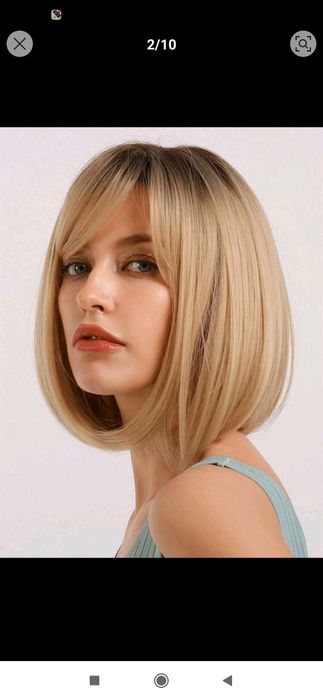 Peruka bob nr.6 blond z grzywka