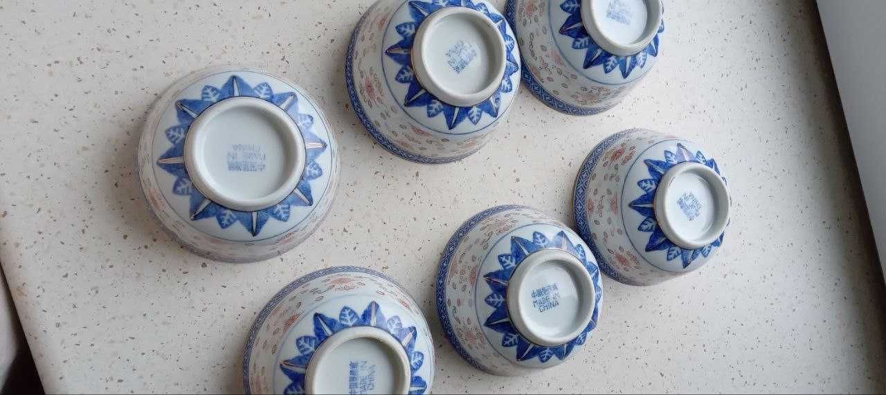 Miseczki porcelanowe ryżowe Chiny niebieskie 6 szt.