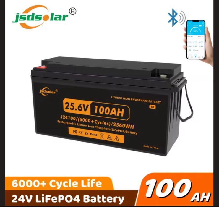 Акумулятор JSDsolar 24v 100ah LiFePo4 Bluetooth