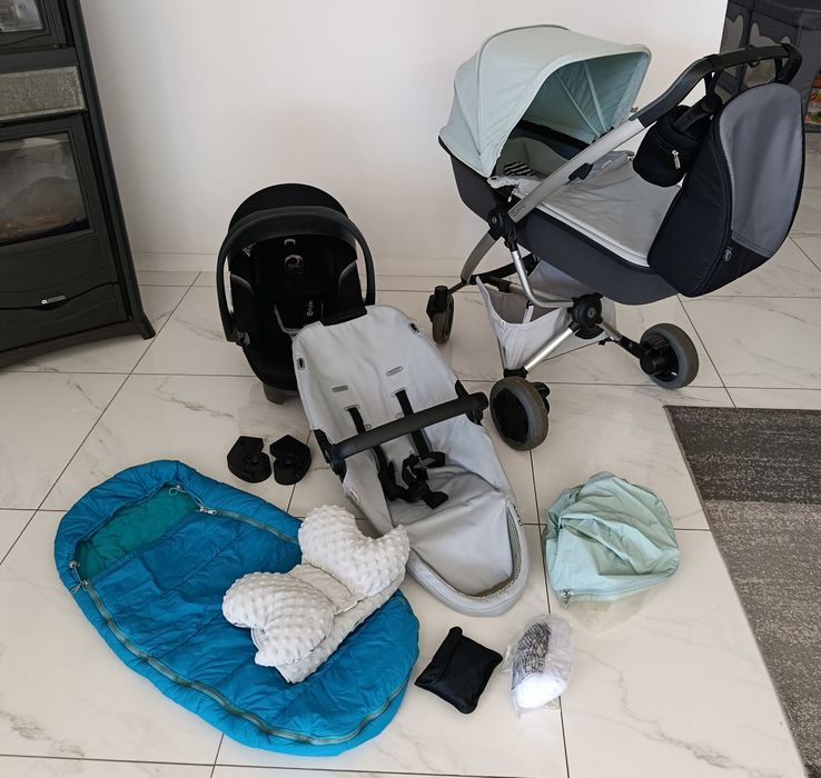 Wózek 3w1+baza 4w1 Cybex Quinny zapp flex plus duży zestaw dodatki bdb