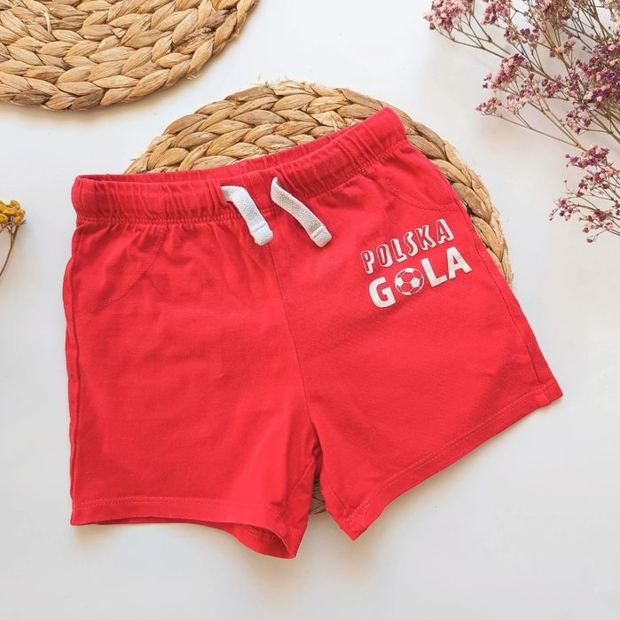 Spodenki krótkie szorty Polska gola 98 bawełniane bawełna czerwone dla