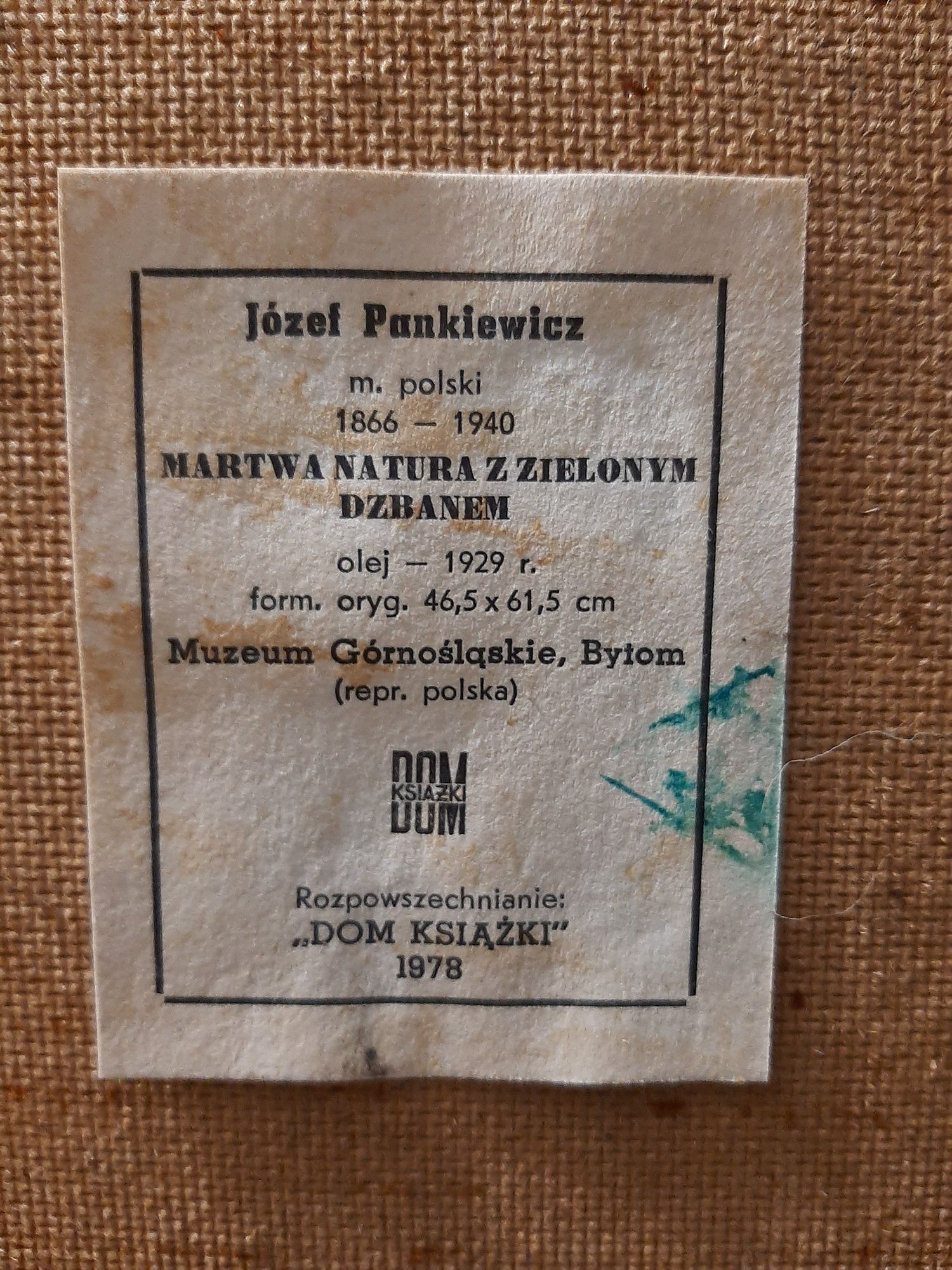 Obraz Józef Pankiewicz. Martwa natura z zielonym dzbanem.