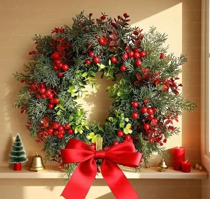 Duży Wianek Wieniec XXL Świąteczny Bożonarodzeniowy