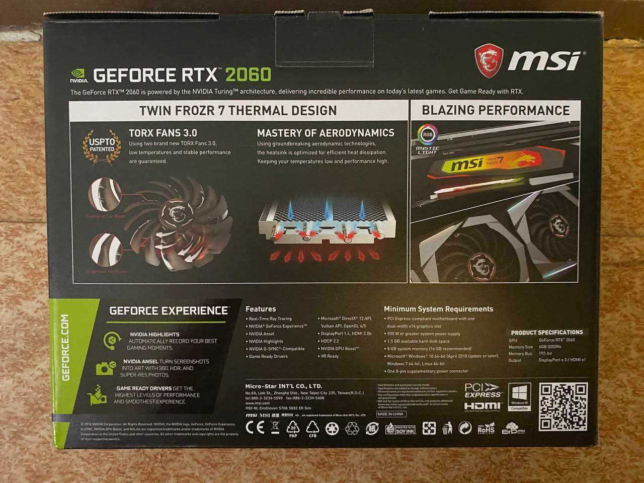 Відеокарта MSI GeForce RTX2060 6GB, 192Bit (НОВА)